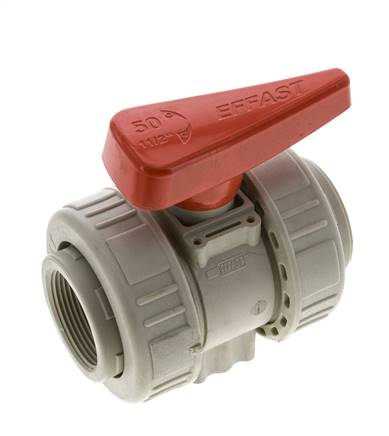 Ball valve, PP-H / EPDM, Rp 1-1/2" (industrial version)