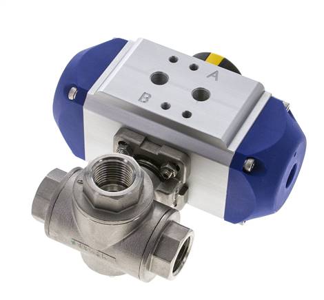 Pneumatic. 3-way ball valve (L), double-acting, G 1/2", ES