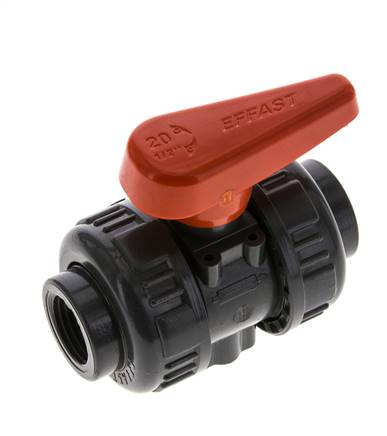 Ball valve, PVC-U / EPDM, Rp 1/2" (industrial version)