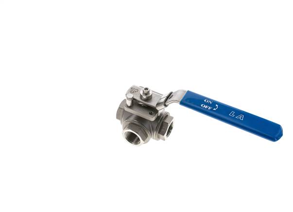 3-way ball valve, stainless steel, L-bore, G 3/4", 0 - 63bar