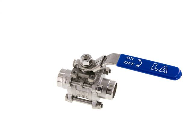 3-piece stainless steel ball valve, weld end 33.7