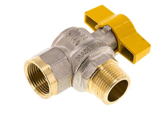 Brass angle ball valve, DVGW, R 3/4" / Rp 3/4", -0.9 to 40bar