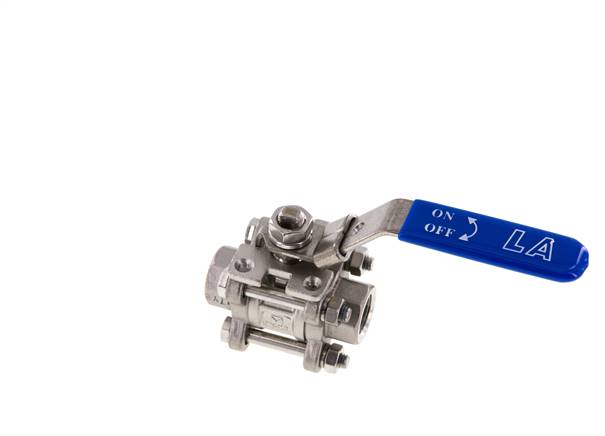 3-piece stainless steel ball valve, G 3/8", 0 - 63bar