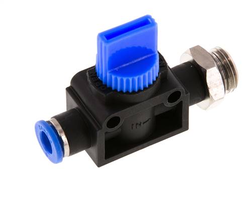 Vanne d'arrêt 3/2 voies G 1/4"-6mm, côté filetage de ventilation