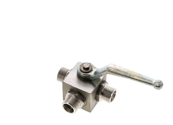 ES high-pressure 3-way ball valve, T-bore, 14 S (M22x1.5), 0 - 400bar