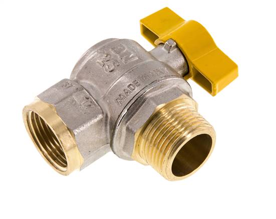 Brass angle ball valve, DVGW, R 1" / Rp 1", -0.9 to 40bar