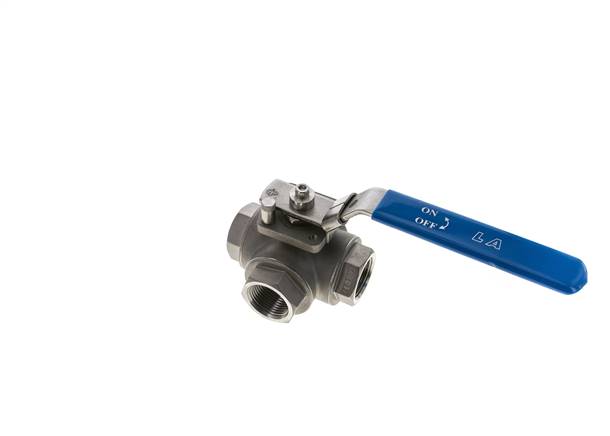 3-way ball valve, stainless steel, T-bore, G 1", 0 - 63bar