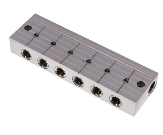 Répartiteur avec robinets à tournant sphérique 2x G 3/8"-6x G 1/4"