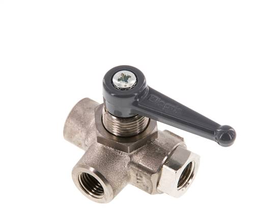 3-way ball valve, brass, L-bore, G 1/4", PN 20