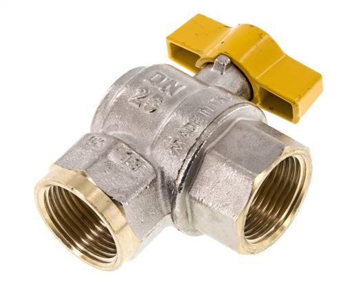 Brass angle ball valve, DVGW, Rp 1", -0.9 to 40bar