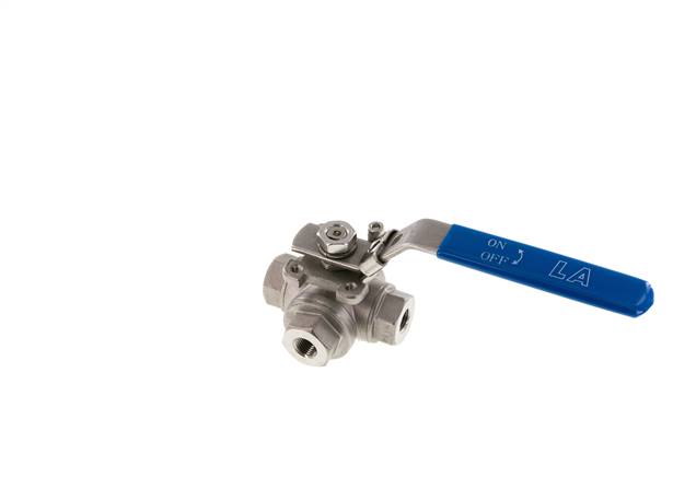 3-way ball valve, stainless steel, L-bore, G 1/4", PN 63