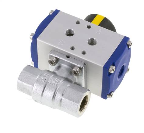 Pneumatic. Brass ball valve, Rp 3/8", double acting