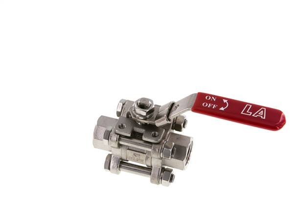 3-piece stainless steel ball valve, NPT 1/2", 0 - 63bar