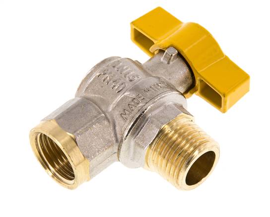 Brass angle ball valve, DVGW, R 1/2" / Rp 1/2", -0.9 to 40bar