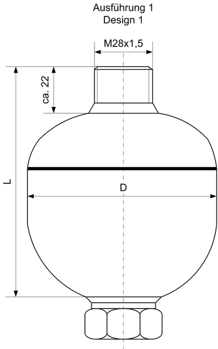 Accumulateur à membrane 2,8L/350 bar CE B1 