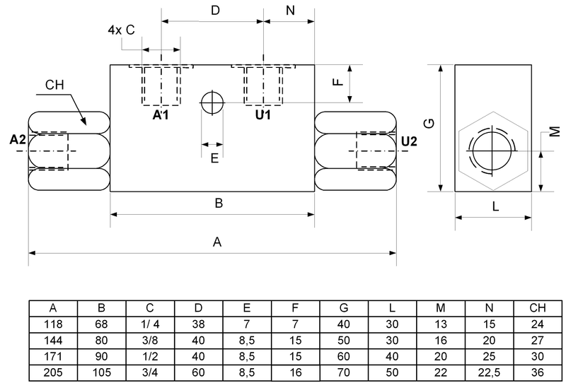 Double équivalent clapet anti-retour 