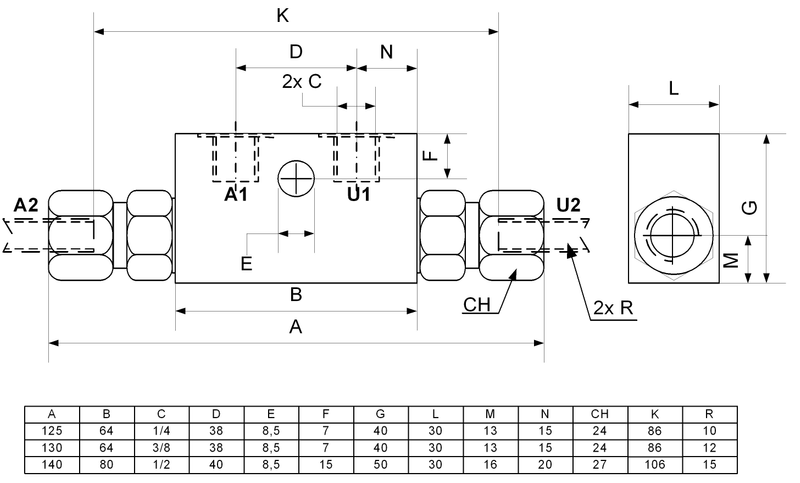 Check valve RSV-DE-L12 30L/min 