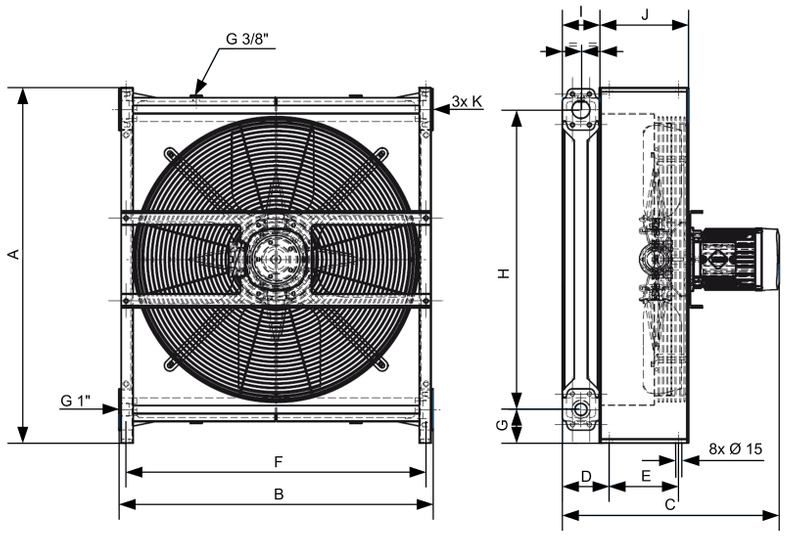 Refroidisseur huile-air G-1", 380V 0,38kW/K 