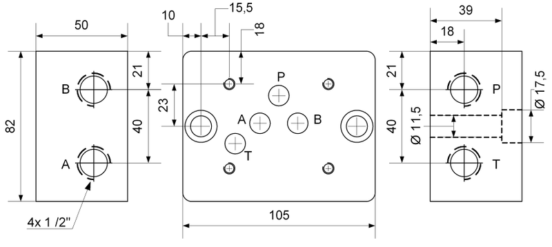 Base plate NG10, connections on the side 