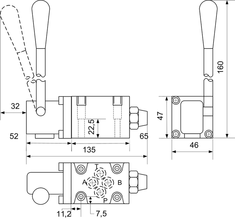 CV-4/2 Wege NG 06 75LHebel SA4 Cetop03