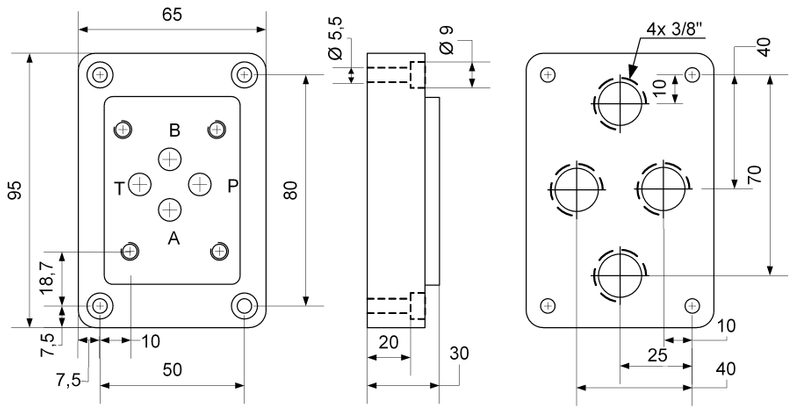 GPS NG 06 R 3/8" base plate Cetop 03 