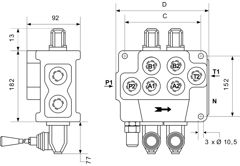 HHV-1S 120L Handhebelventil D