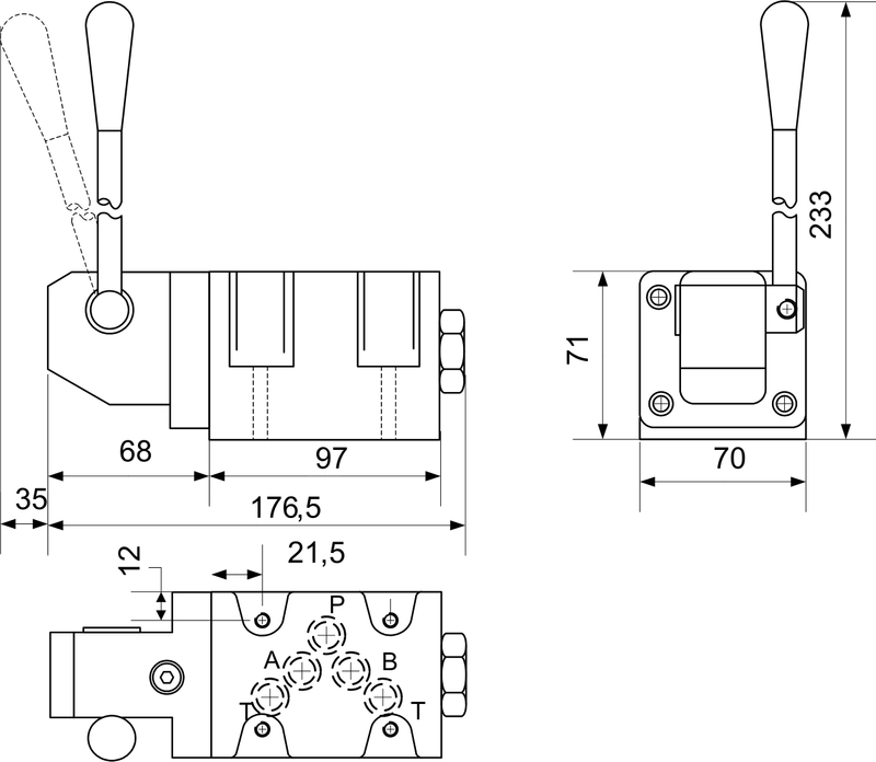 CV-4/2 Wege NG 10 120LHebel TA Cetop05