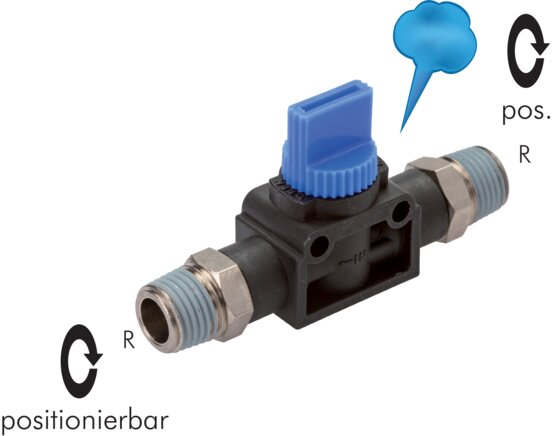 3/2-way shut-off valve R 3/8", IQS standard