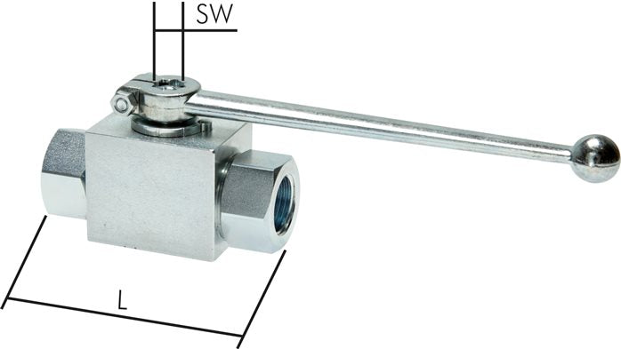 Vanne à bille haute pression, acier, NPT 1/2", 0 - 500bar