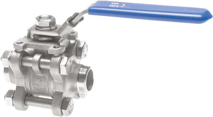 3-piece stainless steel ball valve, weld end 60.3