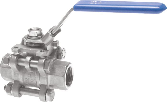 3-piece stainless steel ball valve, G 2-1/2", 0 - 63bar