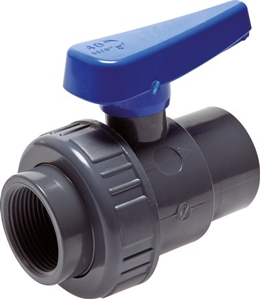 Single ring ball valve, PVC-U / EPDM, Rp 1-1/2" (water version)