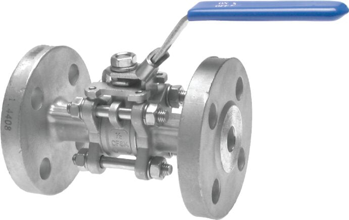 Stainless steel flange ball valve, DN65-PN16 (DIN), 3-part