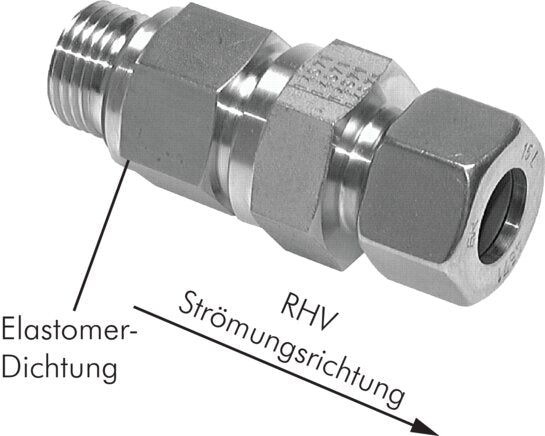 Hydraulik-Rückschlagventil 20 S (M30x2)-G 3/4", Klemmring 1.4571 (NC)