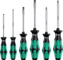 Wera screwdriver set, 6 pieces (slotted &amp; PZ) with Lasertip hexagonal blade with key aid, Ra