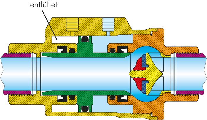 Vanne d'arrêt, fermeture à ressort, joint FKM (-20°C à max. +150°C), G 1/2", laiton