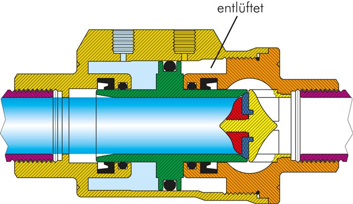 Vanne d'arrêt, ouverture à ressort, joint FKM (-20°C jusqu'à max. +150°C), G 1-1/2", laiton