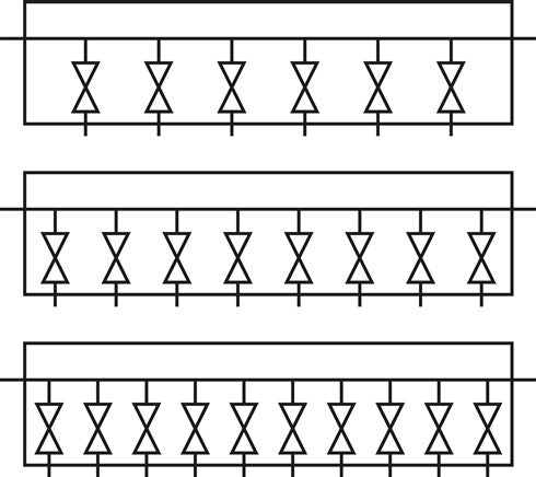 Répartiteur avec robinets à tournant sphérique 2x G 3/8"-6x G 1/4"