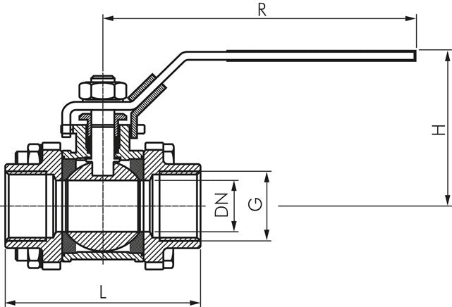 3-teiliger Edelstahl-Kugelhahn, NPT 1", 0 - 63bar