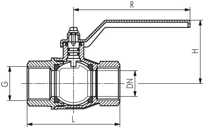 Robinet à boisseau sphérique en laiton, G 2-1/2", -0,9 à 18 bar, passage intégral