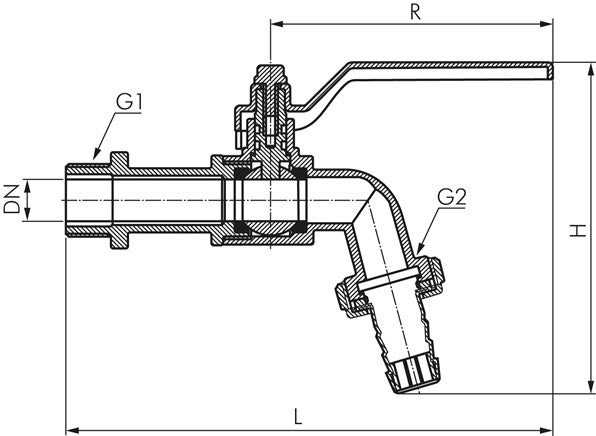 Messing-Kugelauslaufhahn G 3/4"-19 (3/4")mm, -0,9 bis 15bar