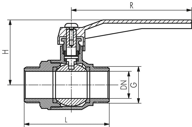 Robinet à boisseau sphérique en laiton, G 2" (filetage mâle), -0,9 à 30bar