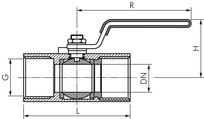 1-teiliger Edelstahl-Kugelhahn, NPT 2", 0 - 63bar