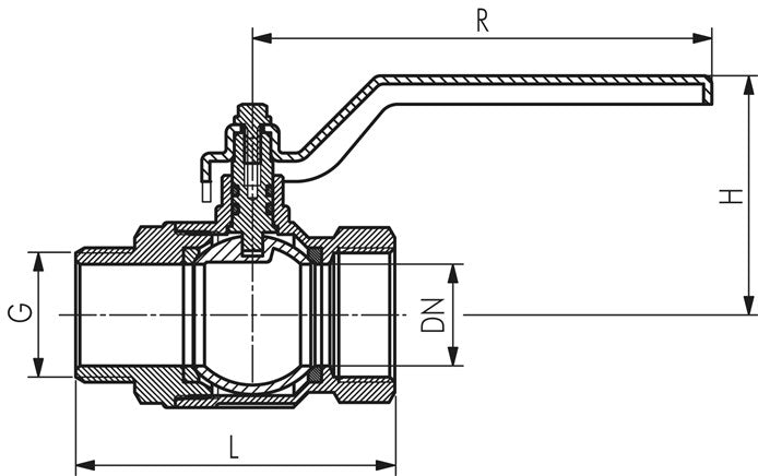 Robinet à boisseau sphérique en laiton, court, G 1/4" (filetage mâle/femelle), -0,9 à 50bar