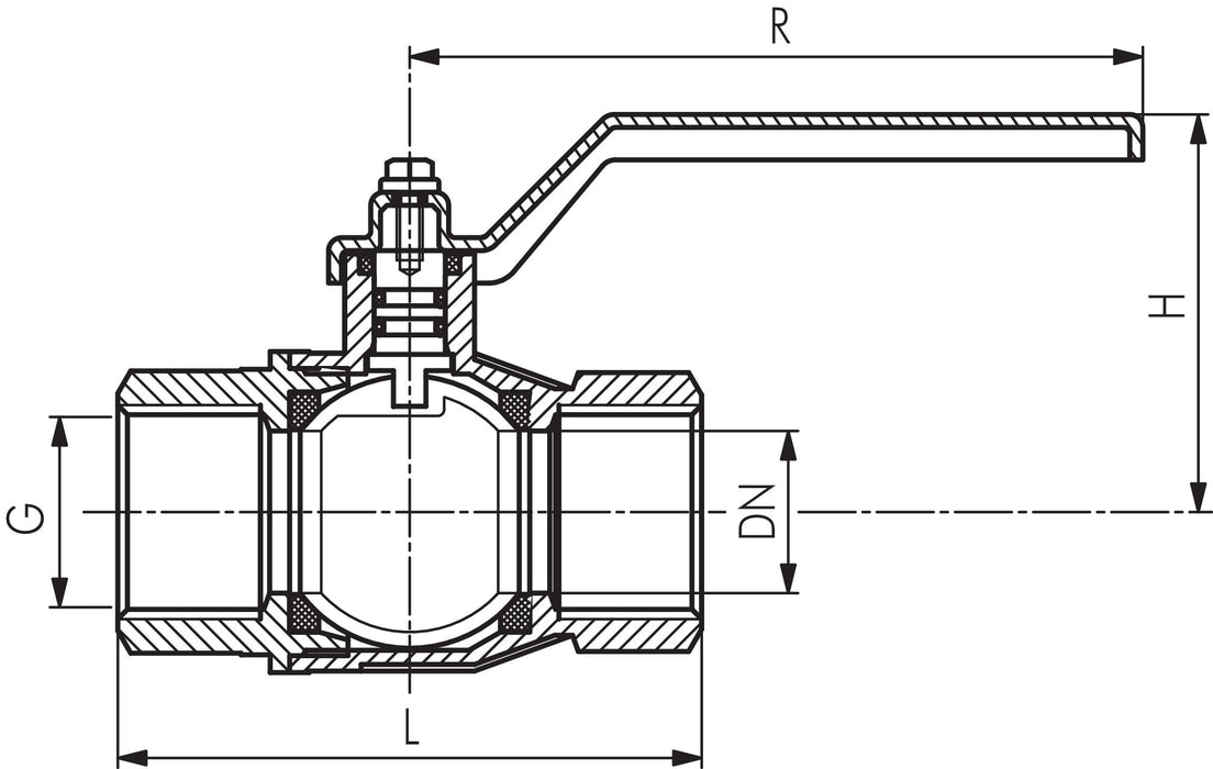 Robinet à boisseau sphérique en laiton, DVGW, Rp 2", -0,9 à 25 bar