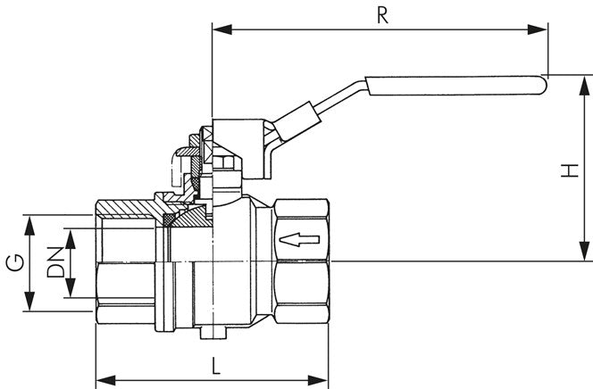 Robinet à boisseau sphérique en acier inoxydable avec trou d'aération G 1-1/2", PN 16