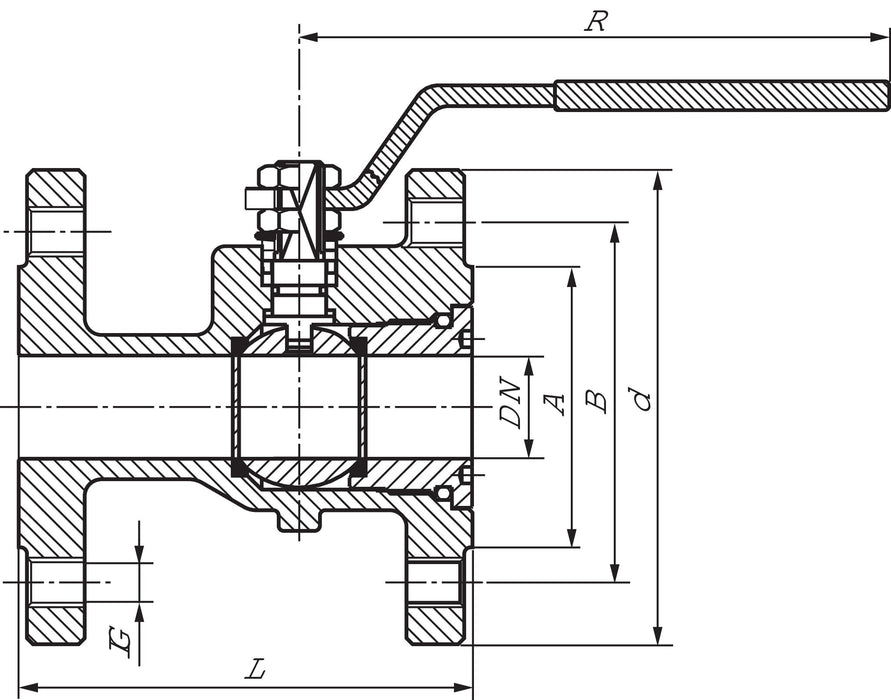 Flange ball valve, cast housing, DN40-PN16 (DIN)