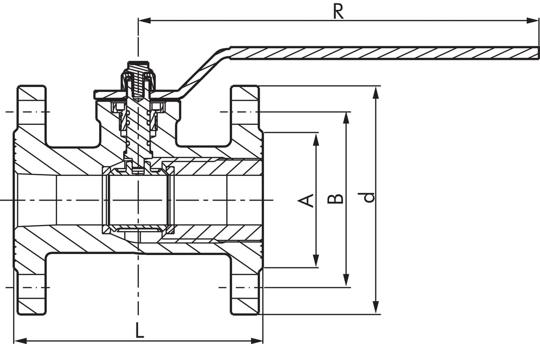 Flange ball valve, cast housing, DN100-PN16 (DIN/EN), DVGW