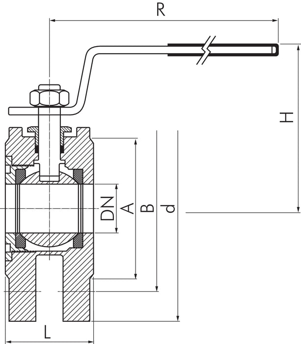 Compact flange ball valve Eco-Line, stainless steel, DN50-PN40 (DIN/EN)