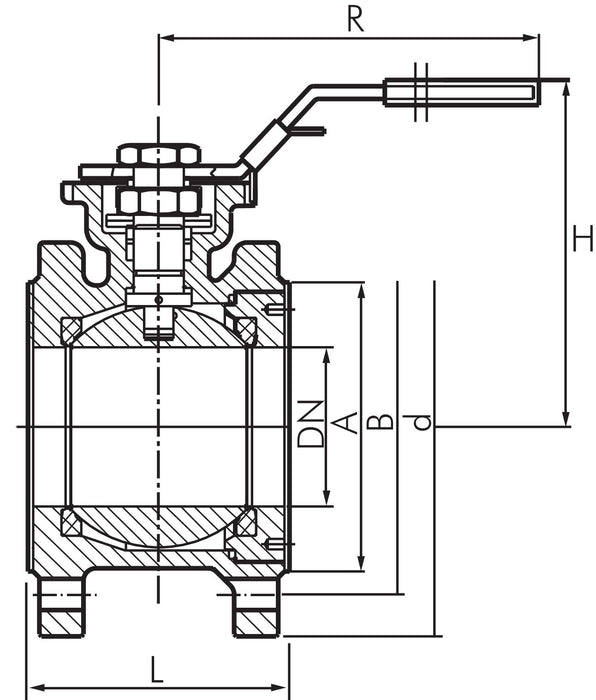 Compact flange ball valve, steel, DN80-PN16 (DIN/EN)